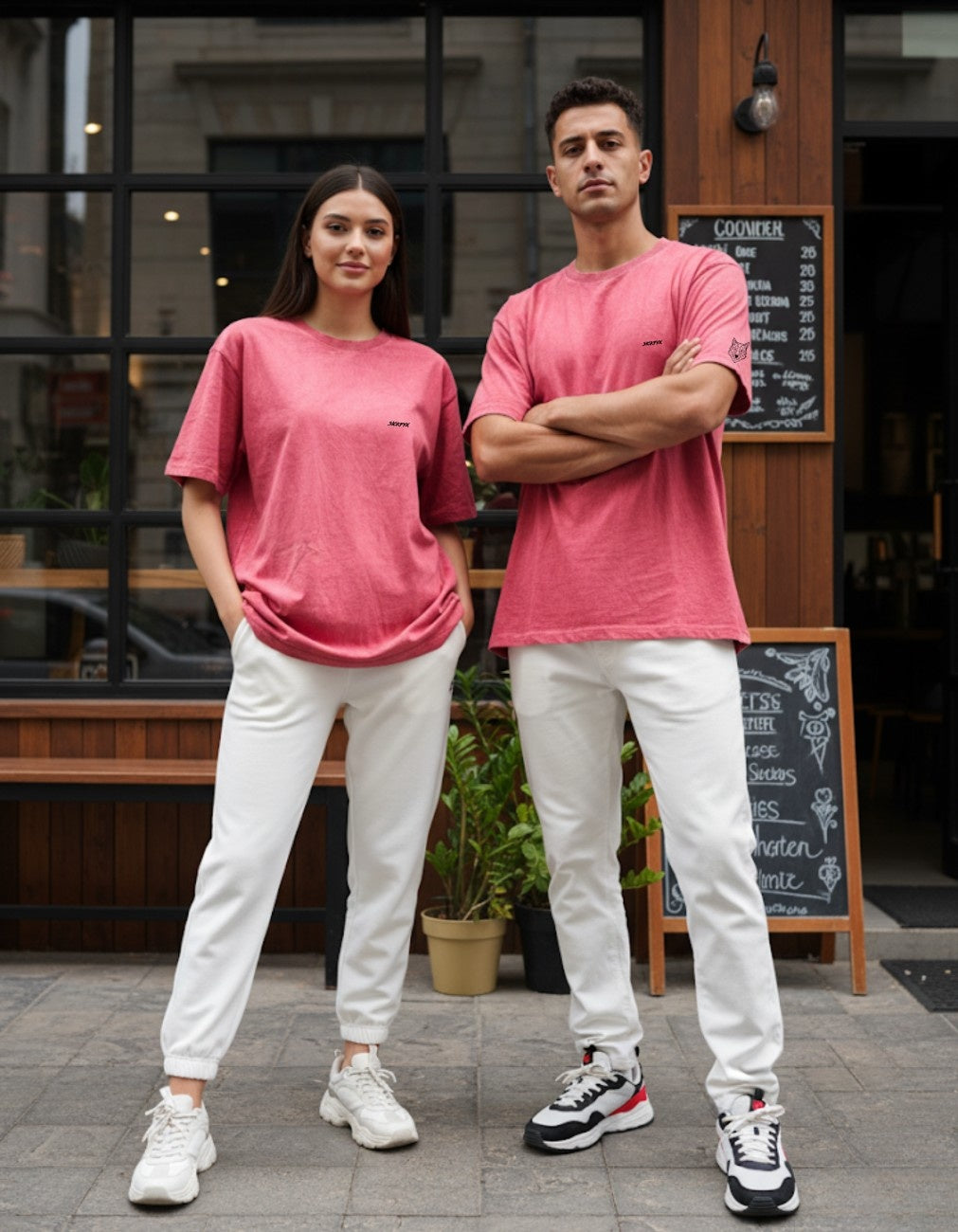 Suedeflux II Pink Rush Acid Wash Oversized Fit T-Shirt