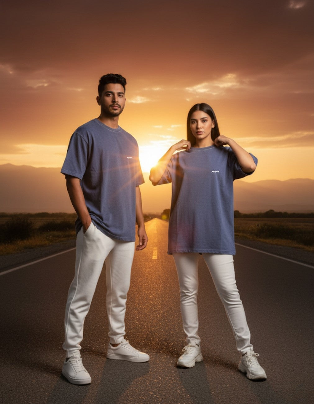 Suedeflux IV Drift Blue Acid Wash Oversized Fit T-Shirt