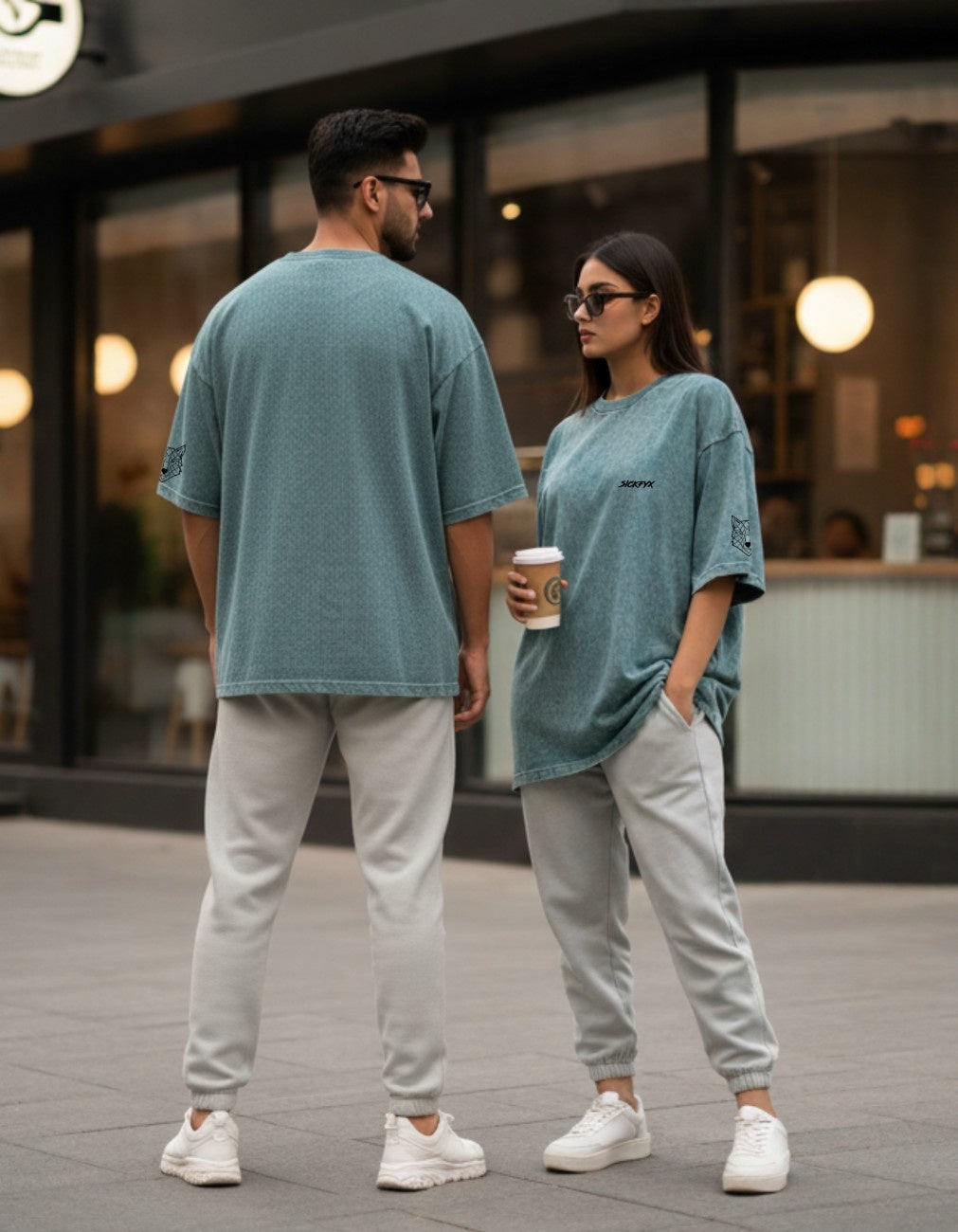 Suedeflux III Sea Foam Acid Wash Oversized Fit T-Shirt