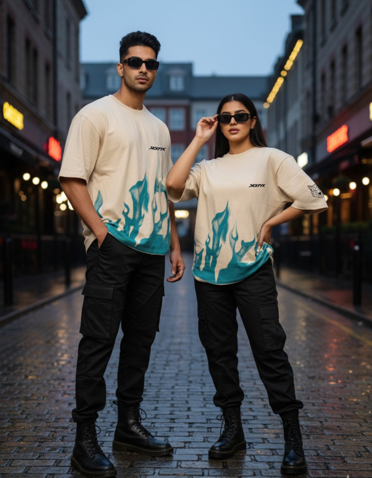 Flame I Sandstorm Blaze Oversized Fit T-Shirt